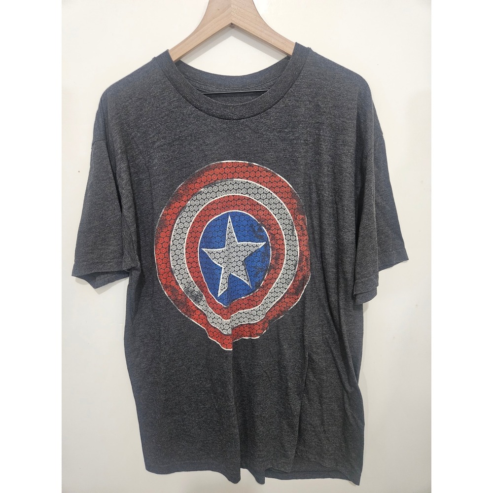 Marvel Captain America Shield Graphic T-Shirt Mens XLT Charcoal Heather Grey Tee